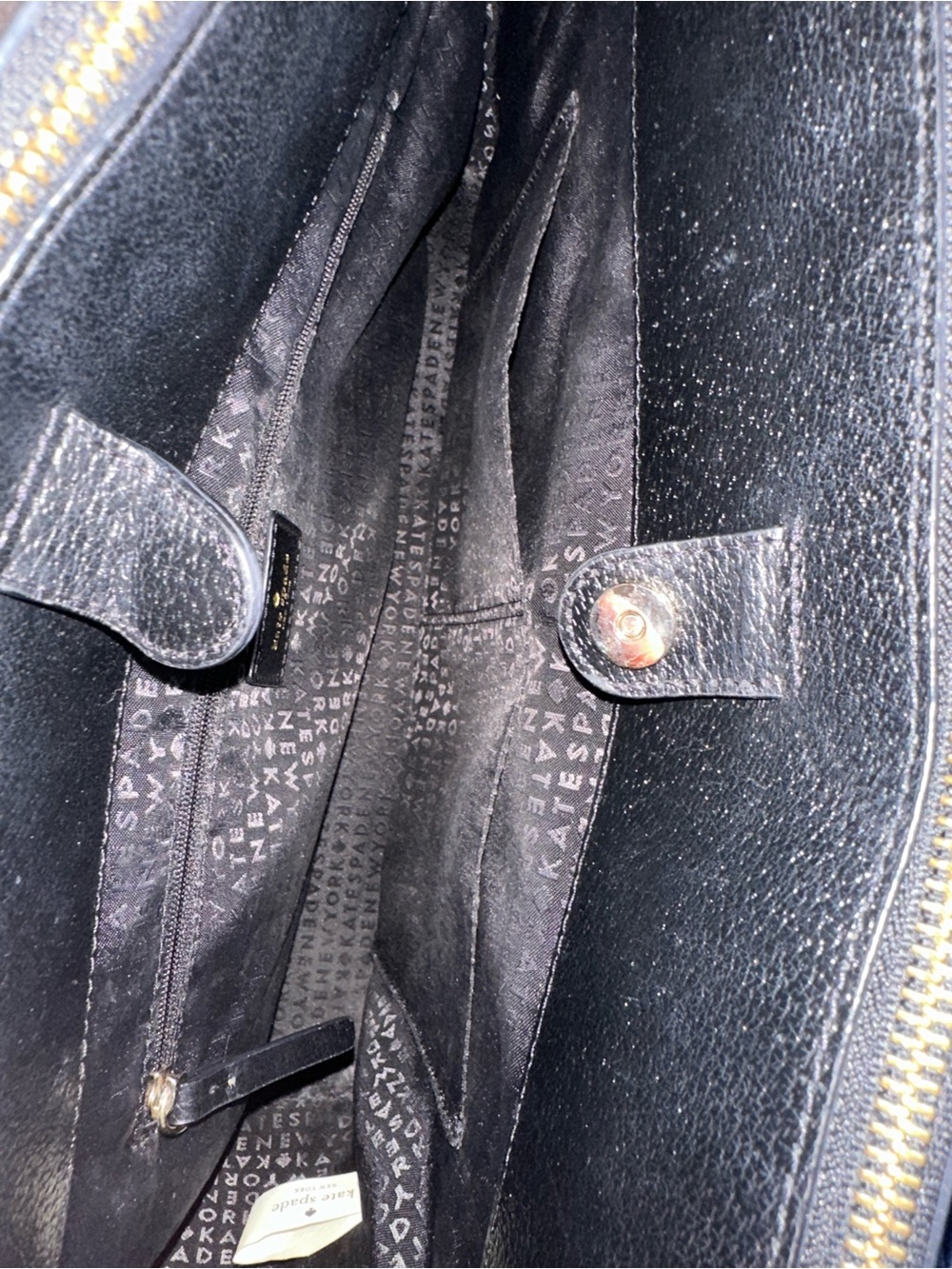 kate spade large Black Pebbled Leather Top-Handle Satchel - Picture 13 of 15